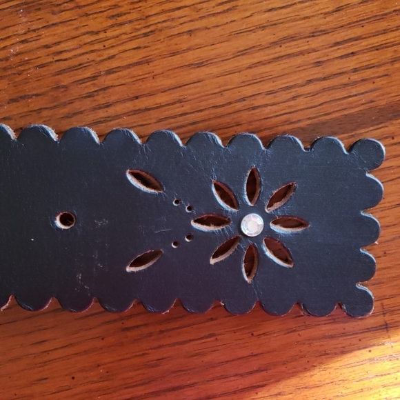 Express Leather Rhinestone/Stud Laser Cut Belt - Picture 8 of 8